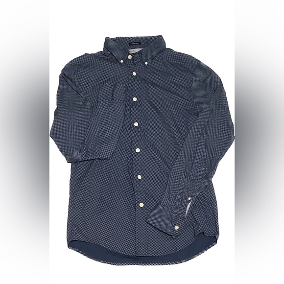 3/$15 Abercrombie&Fitch Mens Size M Button Down Long Sleeve Shirt Navy Blue Dots - Picture 1 of 11